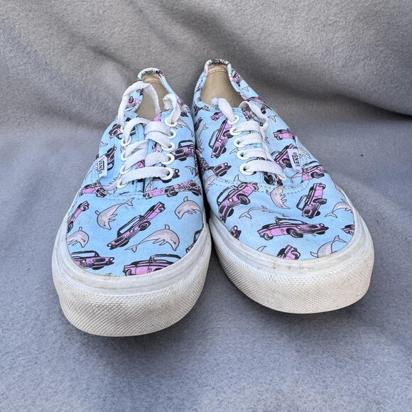 Vans Authentic Shoes‎ Size Mens 5.5 Womens 7 Blue Pink Car Dolphin Print Canvas main image 9